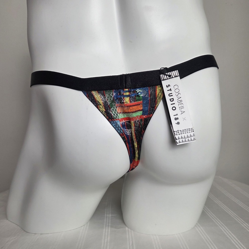 Cosabella x Studio 189 Mens Multi Color Geometric Print Italian Thong Underwear - Picture 5 of 8